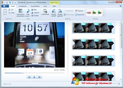 Posnetek zaslona Windows Live Movie Maker Windows 10