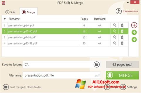 Posnetek zaslona PDF Split and Merge Windows 10
