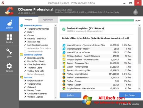 Posnetek zaslona CCleaner Windows 10