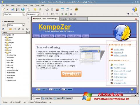 Posnetek zaslona KompoZer Windows 10