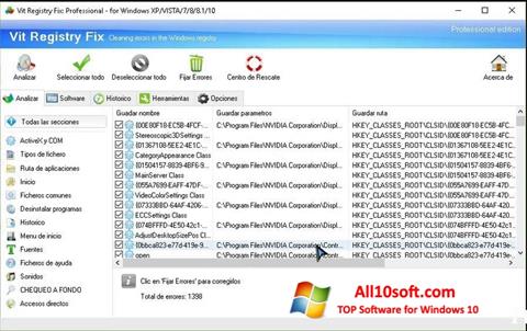 Posnetek zaslona Vit Registry Fix Windows 10