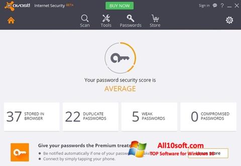 Posnetek zaslona Avast Internet Security Windows 10
