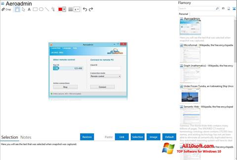 Posnetek zaslona AeroAdmin Windows 10