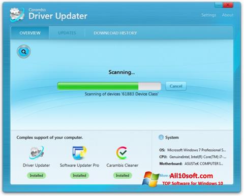 Posnetek zaslona Carambis Driver Updater Windows 10