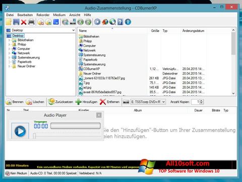 Posnetek zaslona CDBurnerXP Windows 10