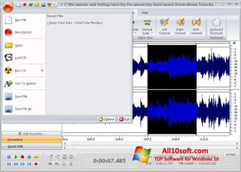 Posnetek zaslona Free Audio Editor Windows 10