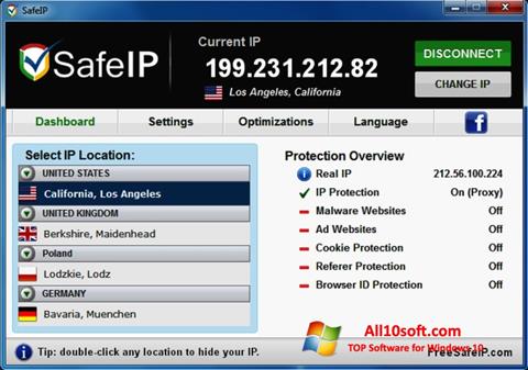 Posnetek zaslona SafeIP Windows 10