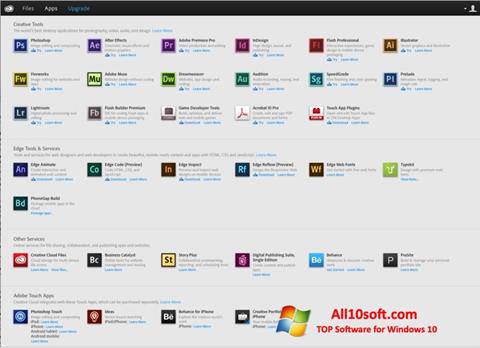 Posnetek zaslona Adobe Creative Cloud Windows 10