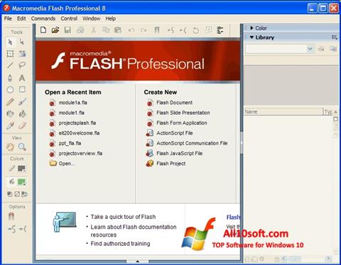Posnetek zaslona Macromedia Flash Player Windows 10