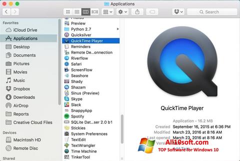 Posnetek zaslona QuickTime Pro Windows 10