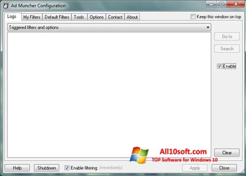 Posnetek zaslona Ad Muncher Windows 10