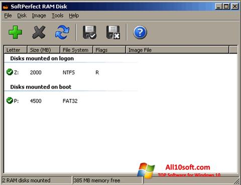 Posnetek zaslona SoftPerfect RAM Disk Windows 10
