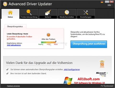 Posnetek zaslona Advanced Driver Updater Windows 10
