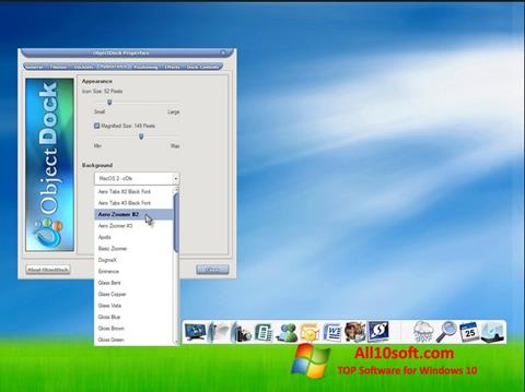 Posnetek zaslona ObjectDock Windows 10