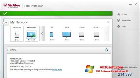Posnetek zaslona McAfee Total Protection Windows 10
