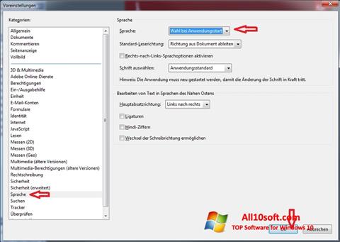 Posnetek zaslona Adobe Reader Windows 10