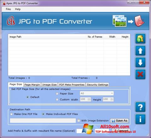 Posnetek zaslona JPG to PDF Converter Windows 10
