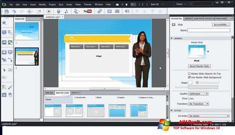 Posnetek zaslona Adobe Captivate Windows 10
