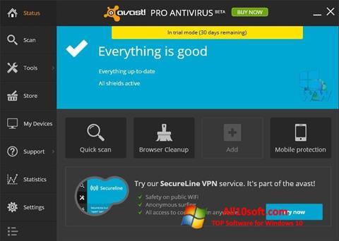 Posnetek zaslona Avast! Pro Antivirus Windows 10