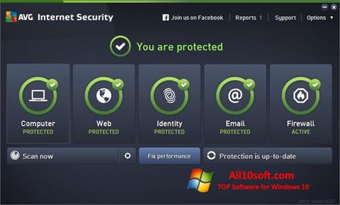 Posnetek zaslona AVG Internet Security Windows 10