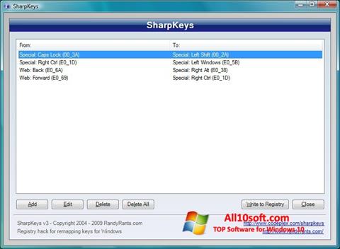 Posnetek zaslona SharpKeys Windows 10