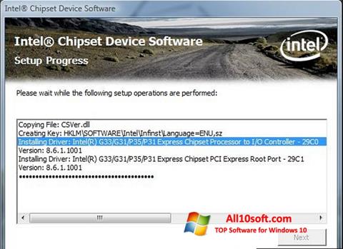 Posnetek zaslona Intel Chipset Device Software Windows 10