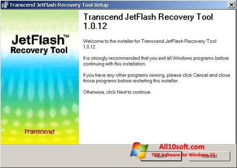 Posnetek zaslona JetFlash Recovery Tool Windows 10